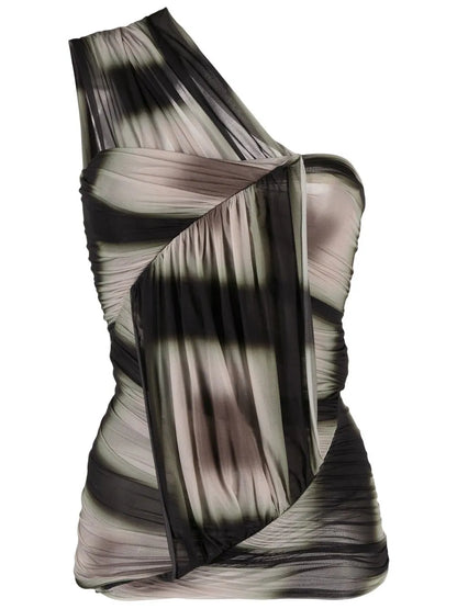 Ombré-Effect Asymmetric Draped Top