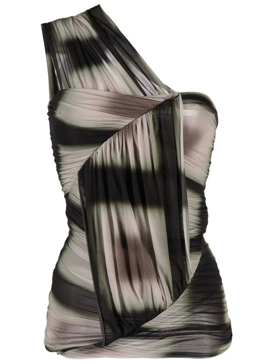 Ombré-Effect Asymmetric Draped Top