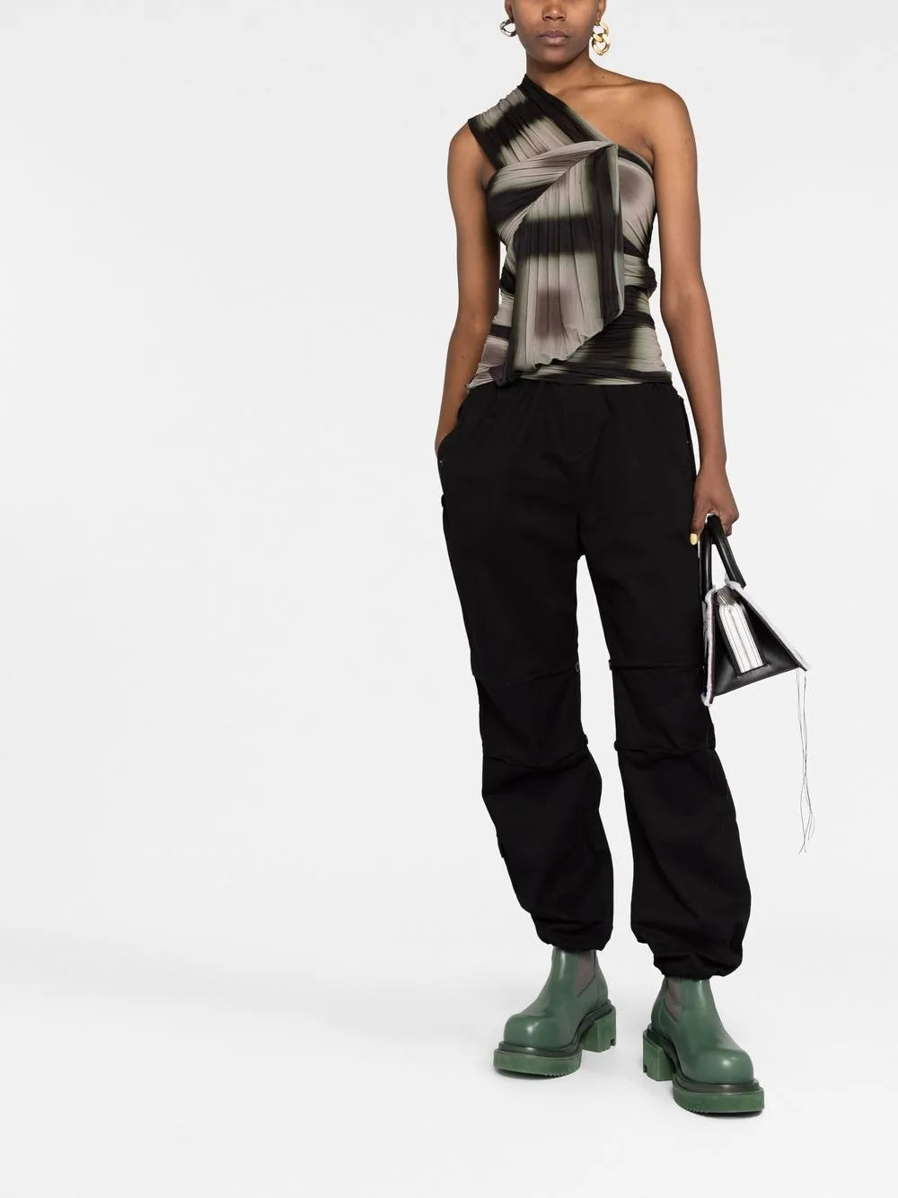 Ombré-Effect Asymmetric Draped Top