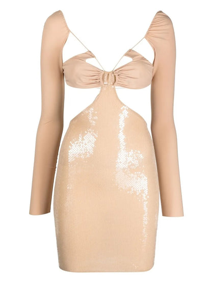 Cut-Out Sequined Mini Dress