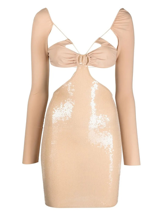 Cut-Out Sequined Mini Dress