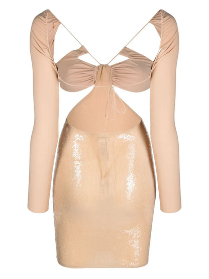 Cut-Out Sequined Mini Dress