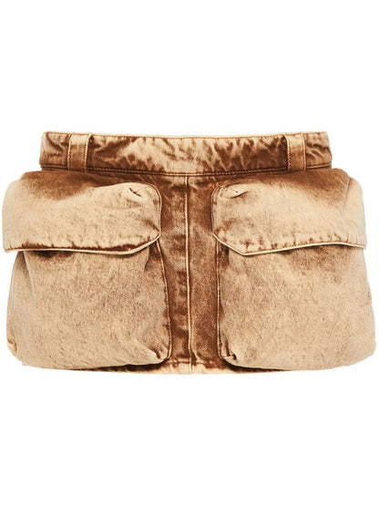 Patch-Pocket Denim Mini Skirt