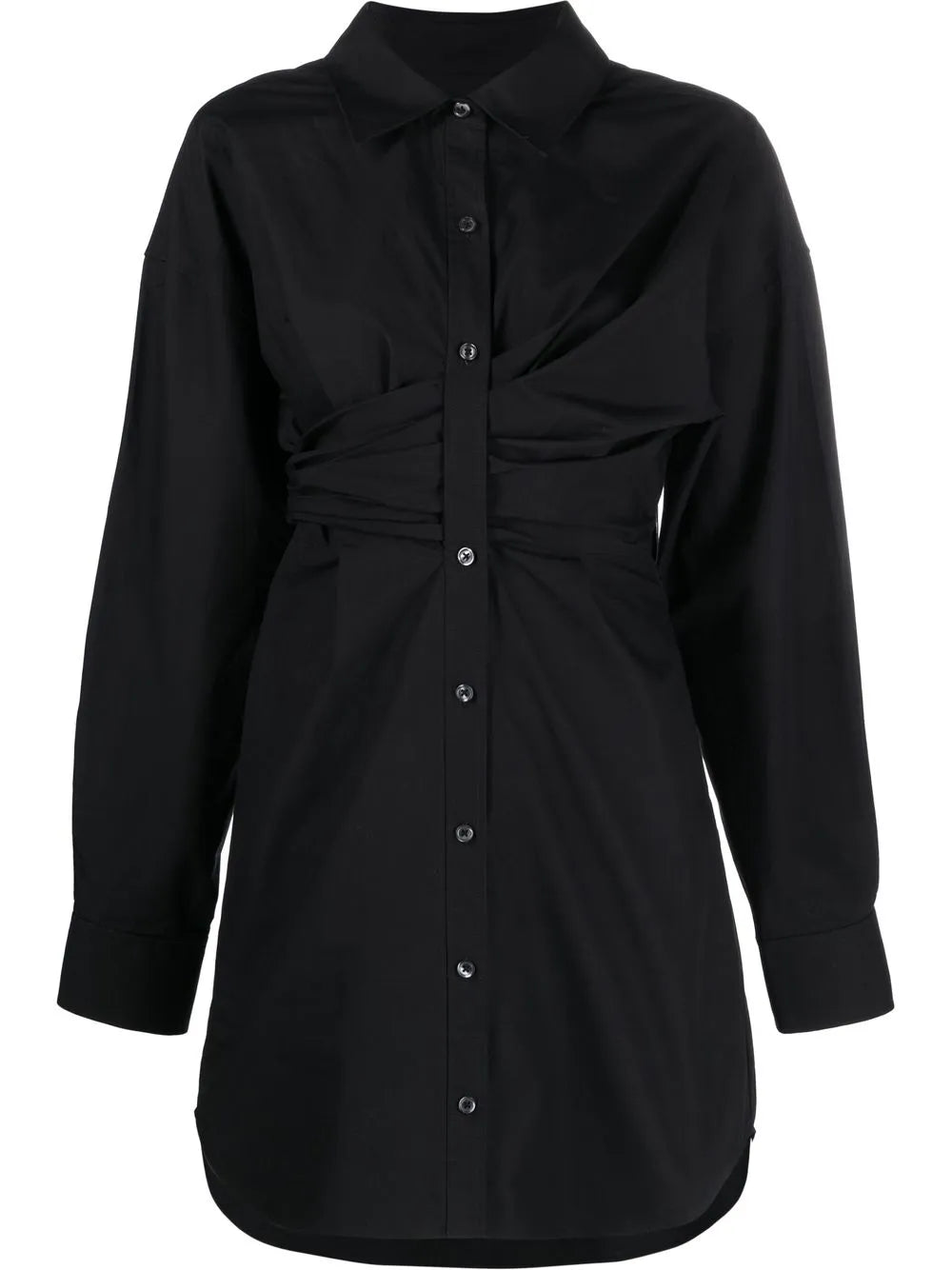 Draped Cotton Shirt Dress
