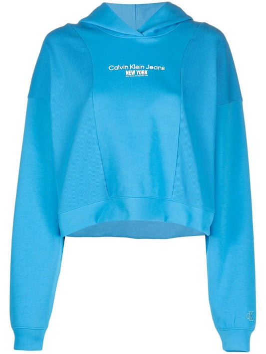 Logo-Print Cropped Hoodie