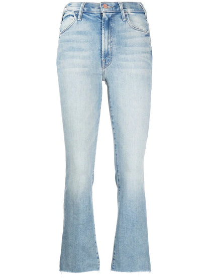 Denim Flared Cropped Trousers