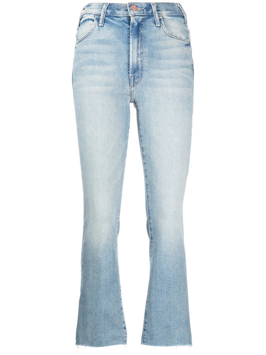 Denim Flared Cropped Trousers
