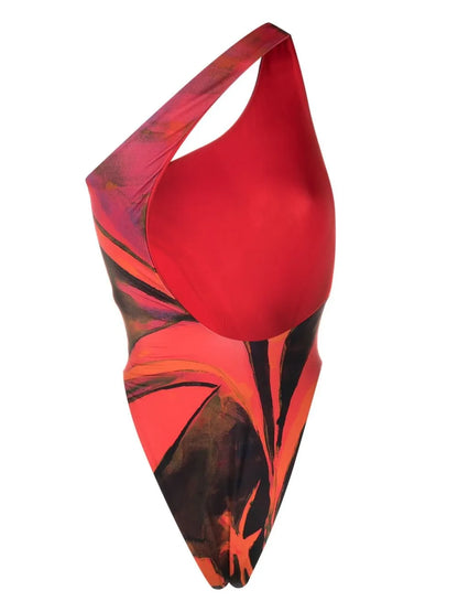 Plunge Queen'S Gambit-Print Swimsuit