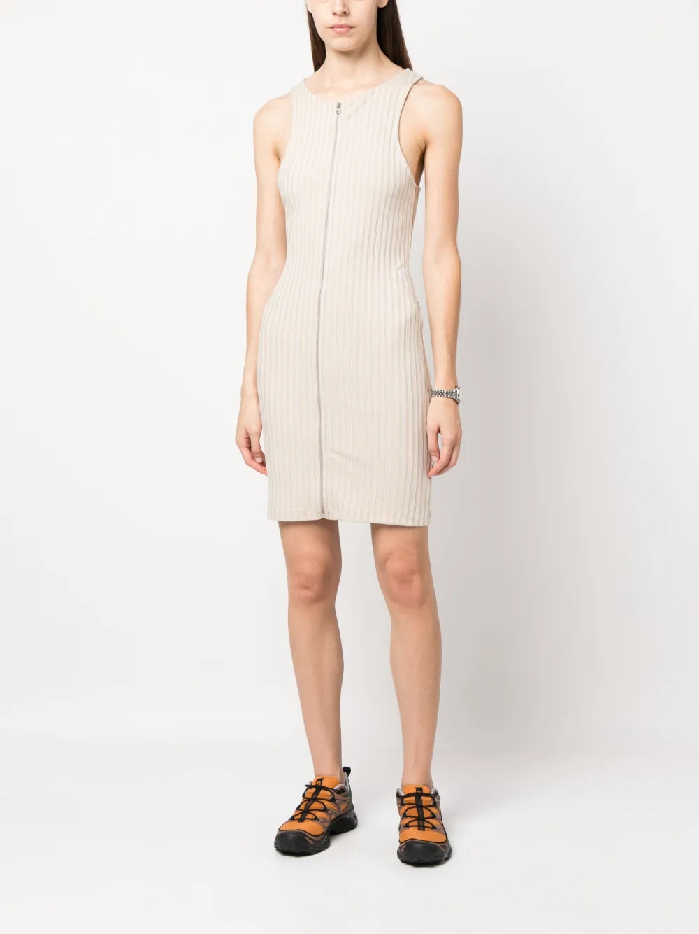 Zip-Up Ribbed Dress
