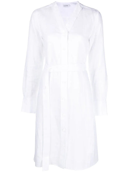 Long-Sleeve Belted Dress