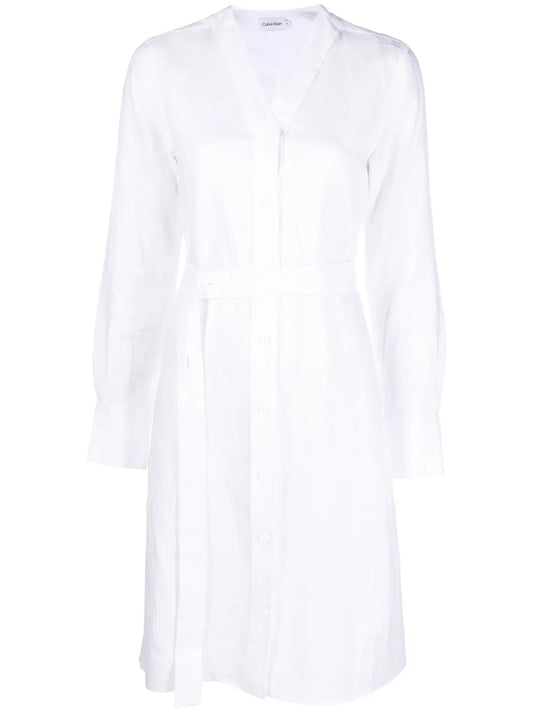 Long-Sleeve Belted Dress