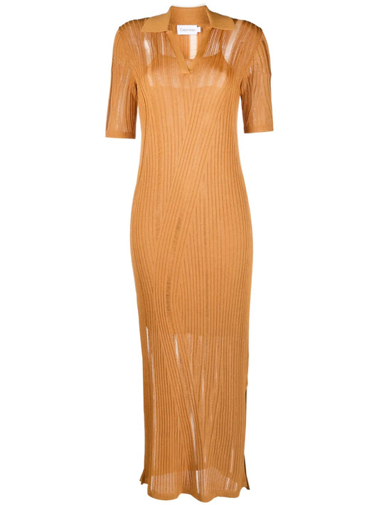 Ribbed-Knit V-Neck Dress