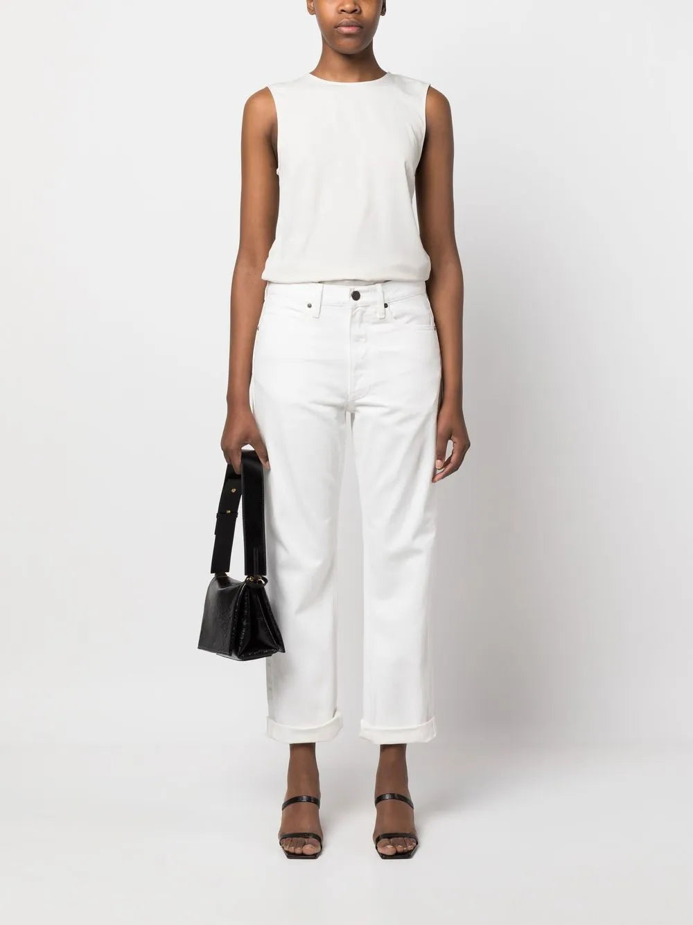 Sleeveless Crew-Neck Blouse
