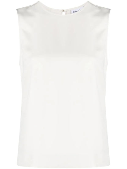Sleeveless Crew-Neck Blouse