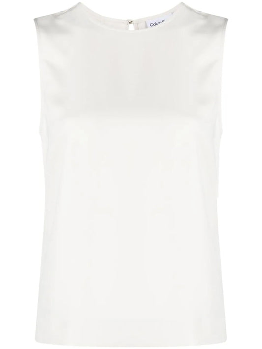 Sleeveless Crew-Neck Blouse