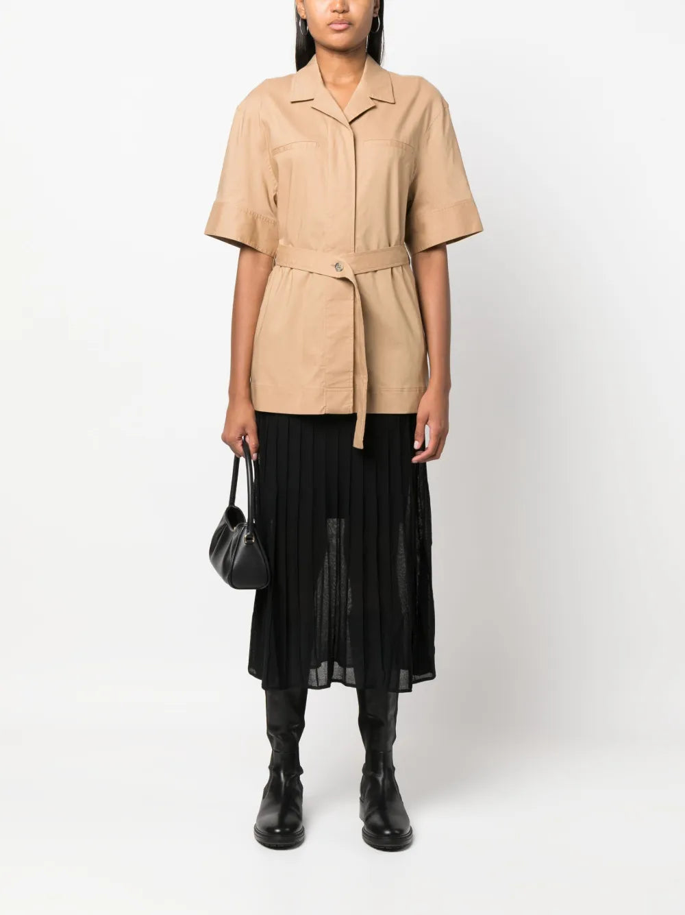 Semi-Sheer Construction Pleated Skirt