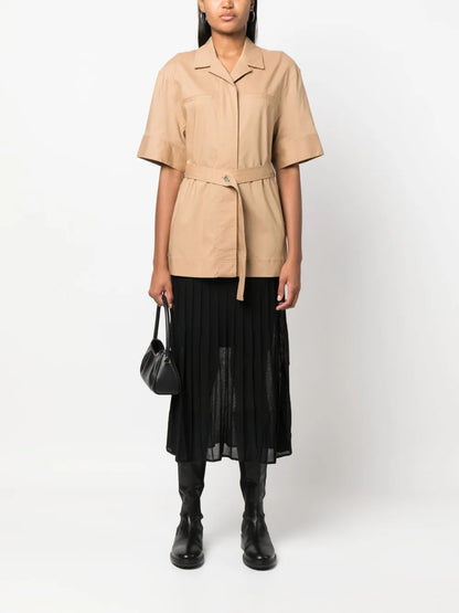 Semi-Sheer Construction Pleated Skirt