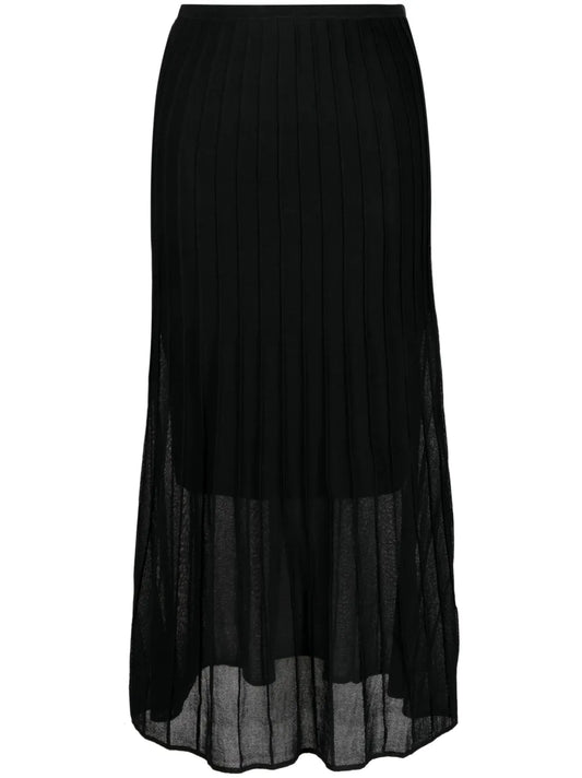 Semi-Sheer Construction Pleated Skirt