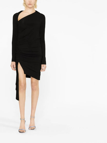 Asymmetric Ruched Minidress