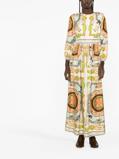 Baroque-Print Silk Dress