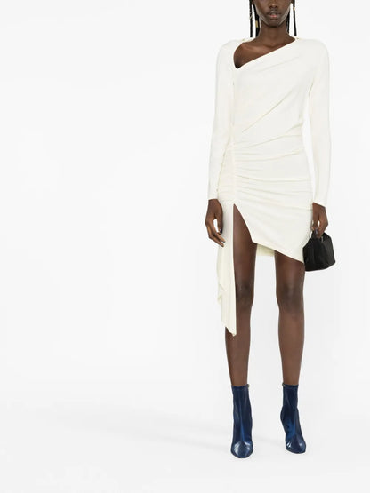 Asymmetric Ruched Minidress