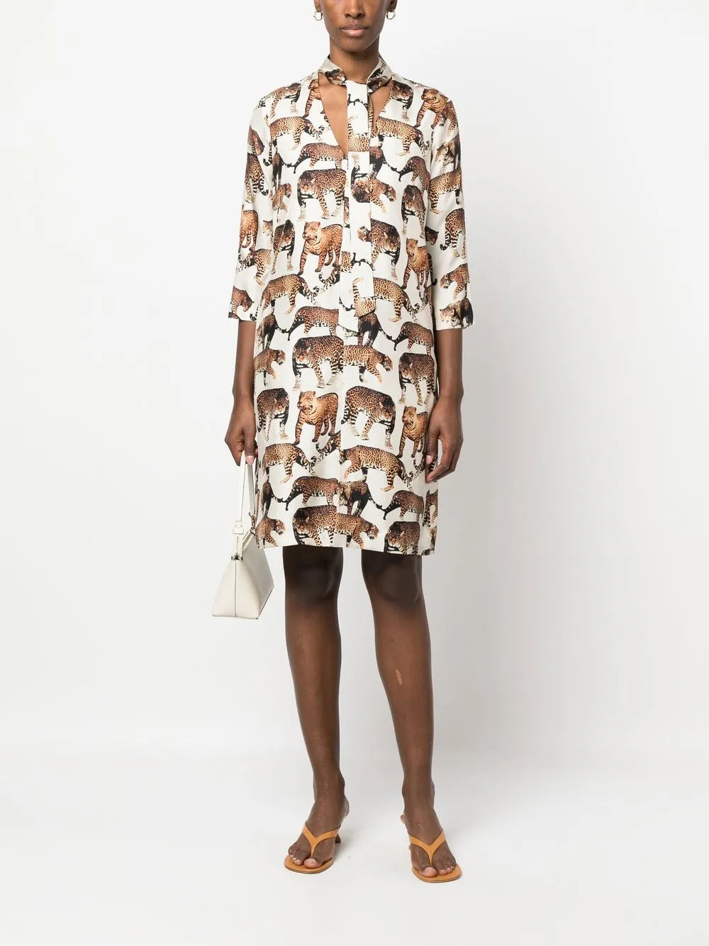 Animal-Print Silk Shirt Dress
