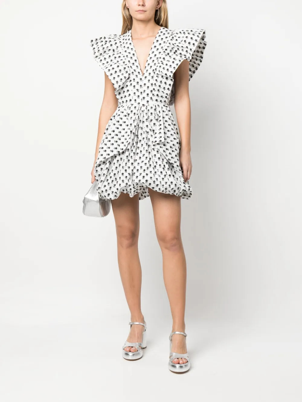 Ruffle-Detail Floral Print Dress