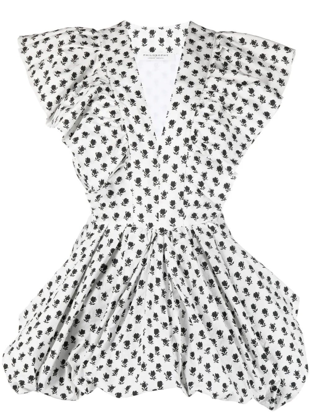 Ruffle-Detail Floral Print Dress