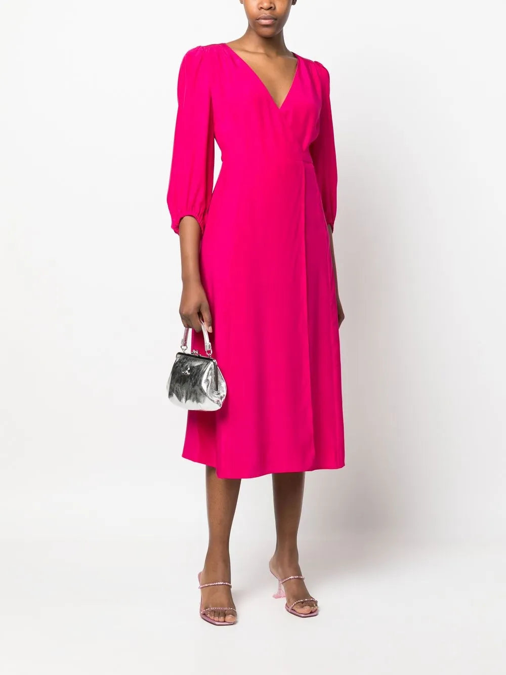 Wraparound Silk Midi Dress