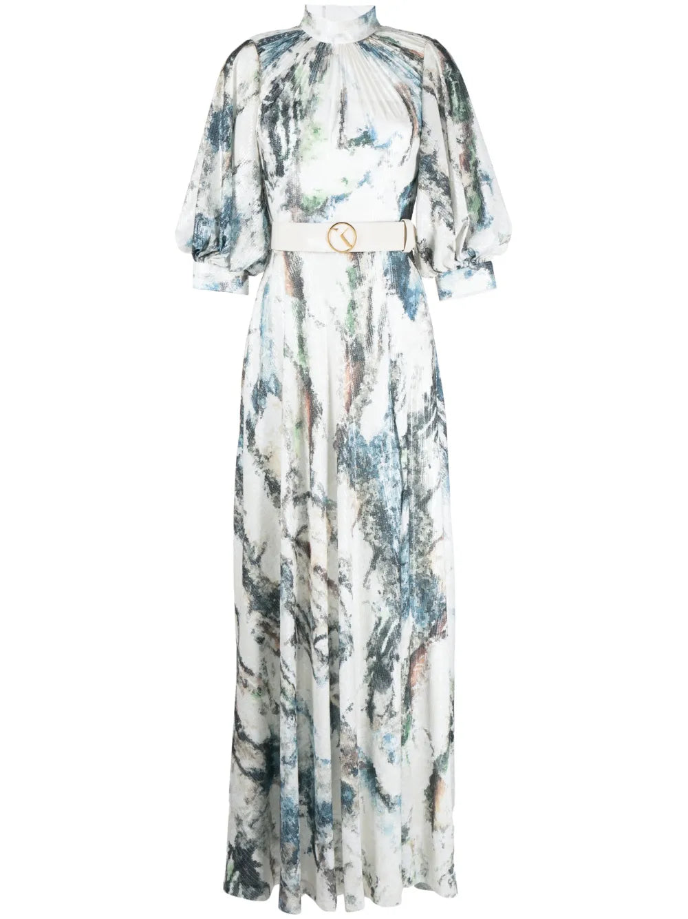 Graphic-Print Sequin Embellished Dress
