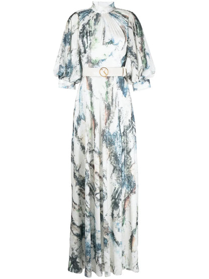 Graphic-Print Sequin Embellished Dress