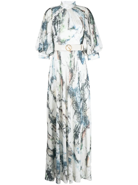 Graphic-Print Sequin Embellished Dress