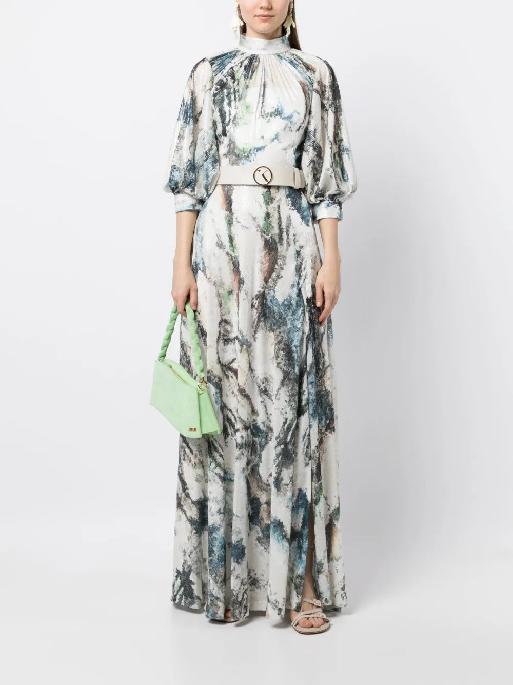 Graphic-Print Sequin Embellished Dress