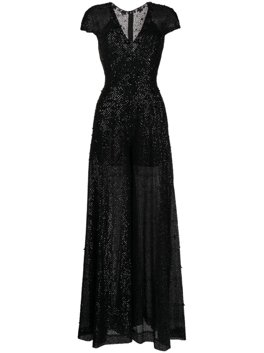 Floral-Detail Sequined Jumpsuit