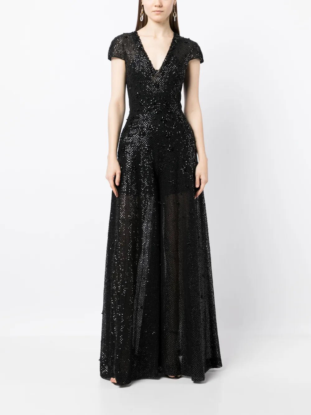 Floral-Detail Sequined Jumpsuit