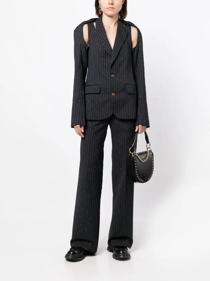 Pinstripe Cut-Out Blazer