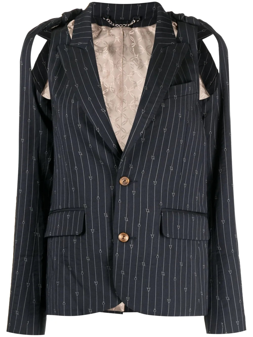 Pinstripe Cut-Out Blazer