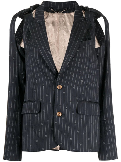 Pinstripe Cut-Out Blazer