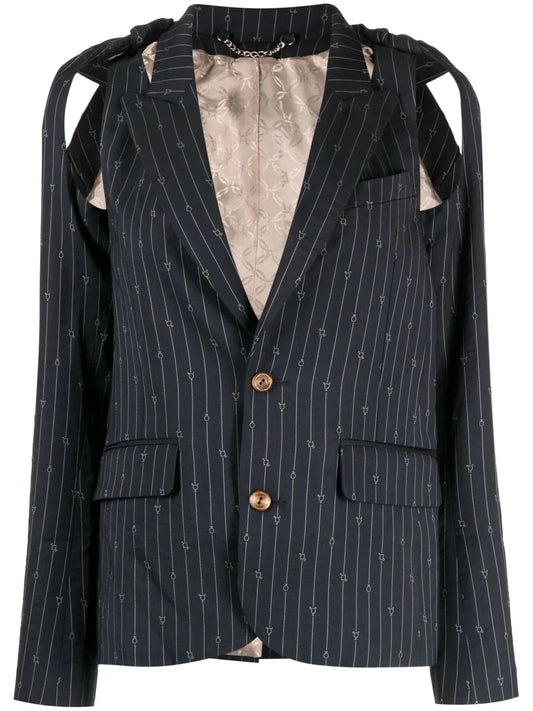 Pinstripe Cut-Out Blazer