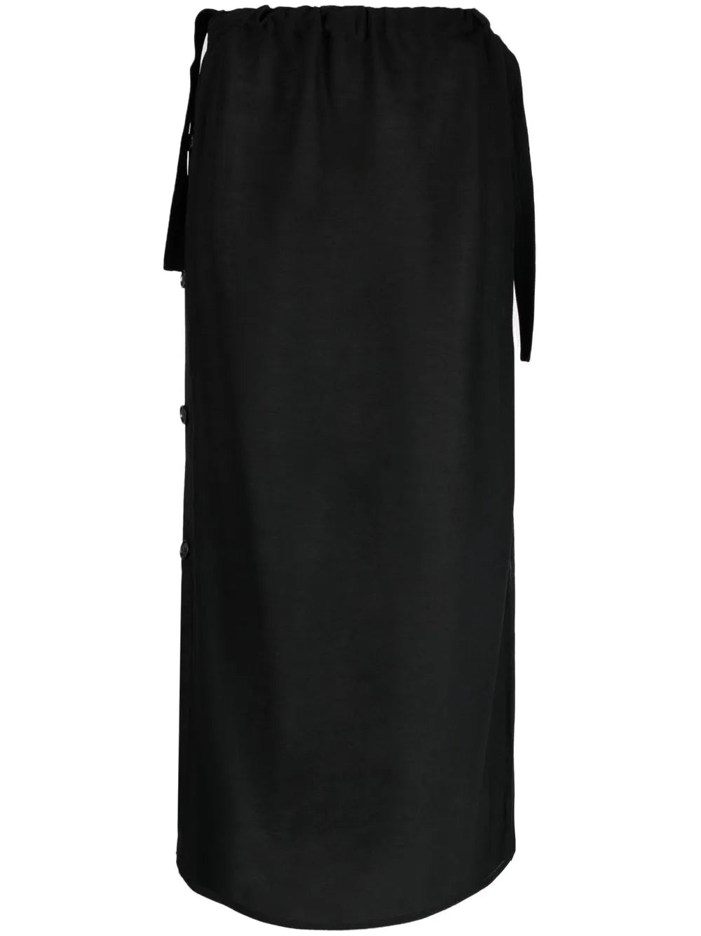 Side-Button Drawstring Midi Skirt