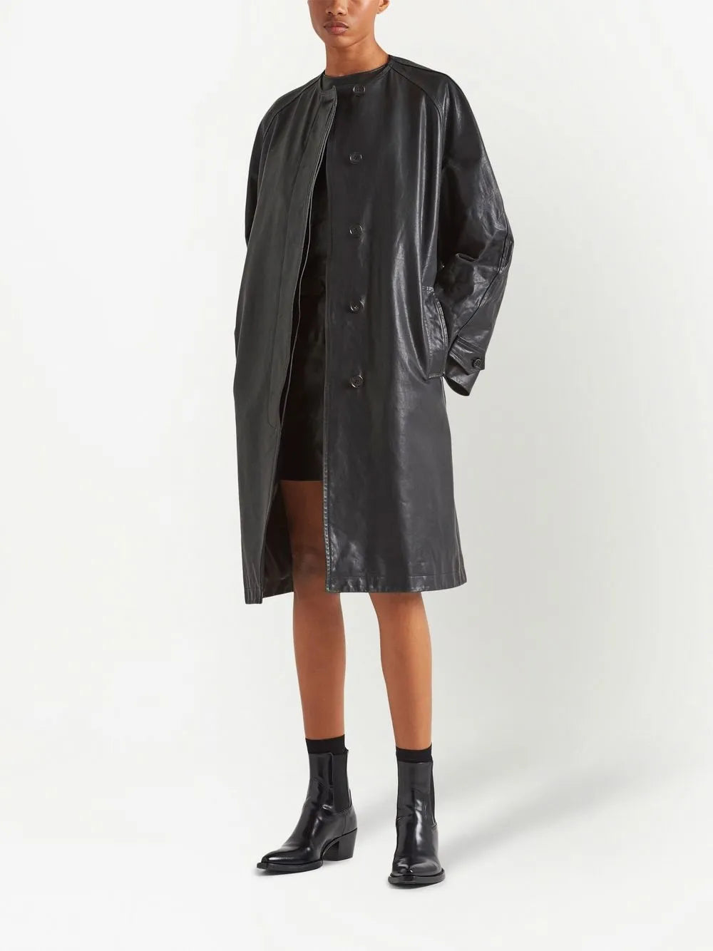 Single-Breasted Leather Coat