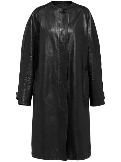 Single-Breasted Leather Coat