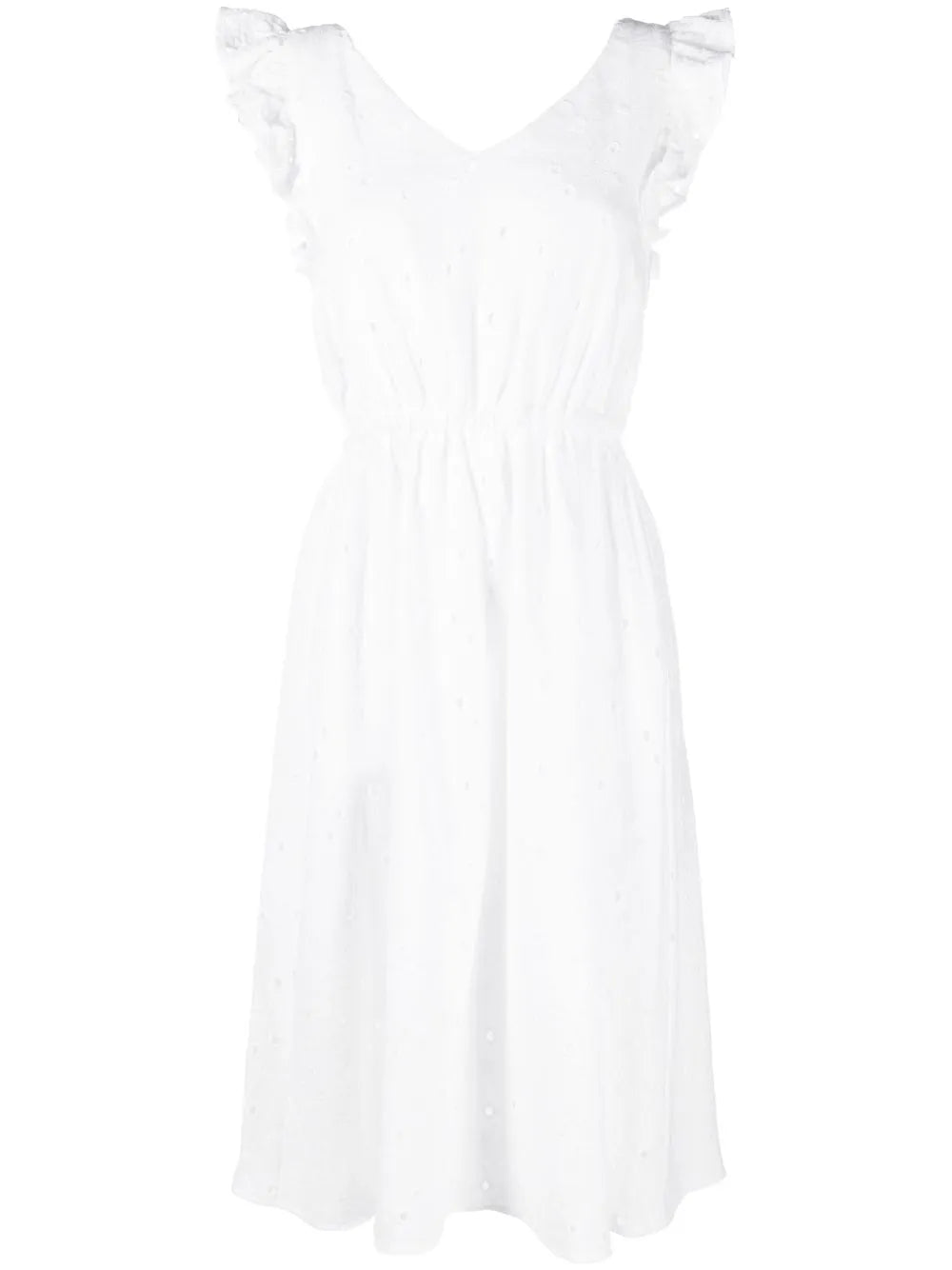 Embroidery-Detail Ruffled Dress