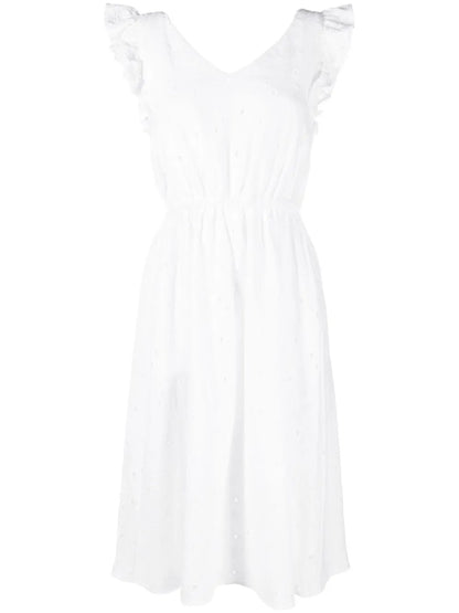 Embroidery-Detail Ruffled Dress