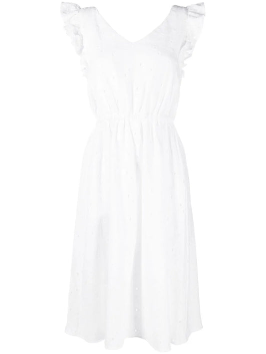 Embroidery-Detail Ruffled Dress