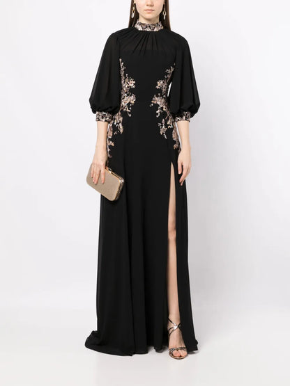 Sequin-Embellishment Long Dress