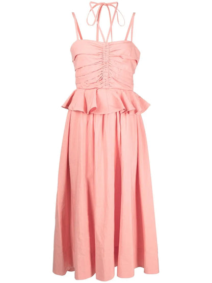Halterneck Ruffled Midi Dress