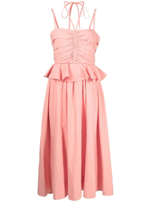 Halterneck Ruffled Midi Dress