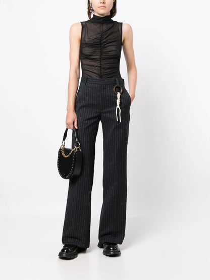 Pinstripe Straight-Leg Trousers