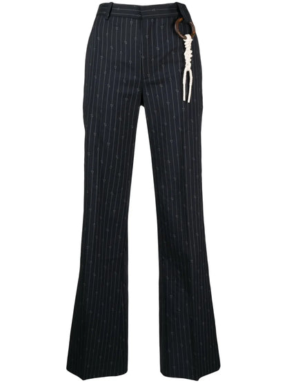 Pinstripe Straight-Leg Trousers